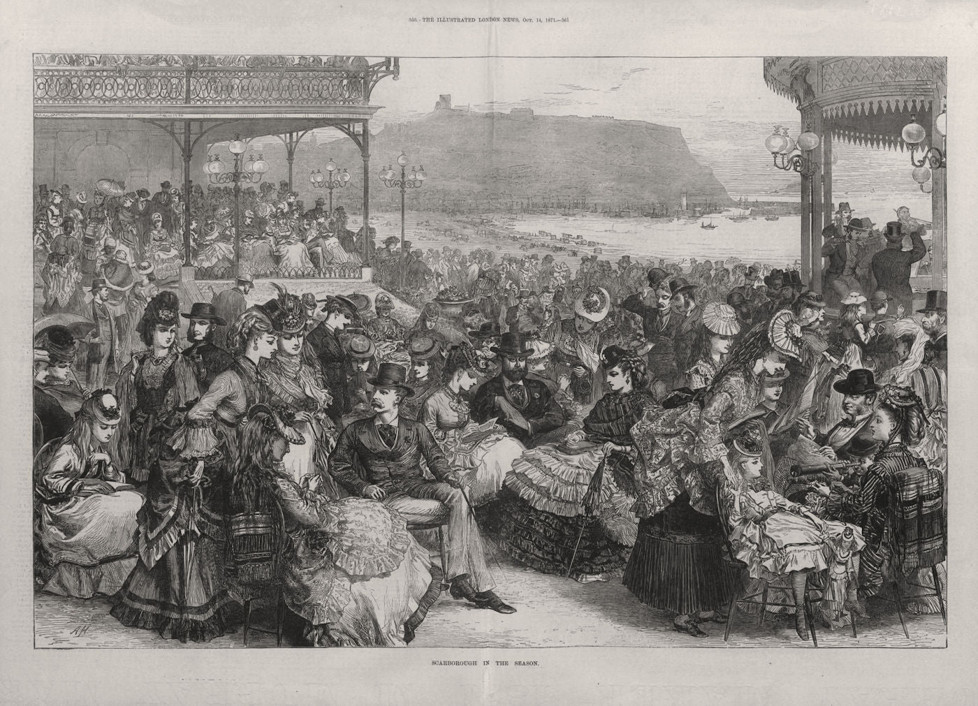 Scarborough in the season. Yorkshire. Society 1871 old antique print picture